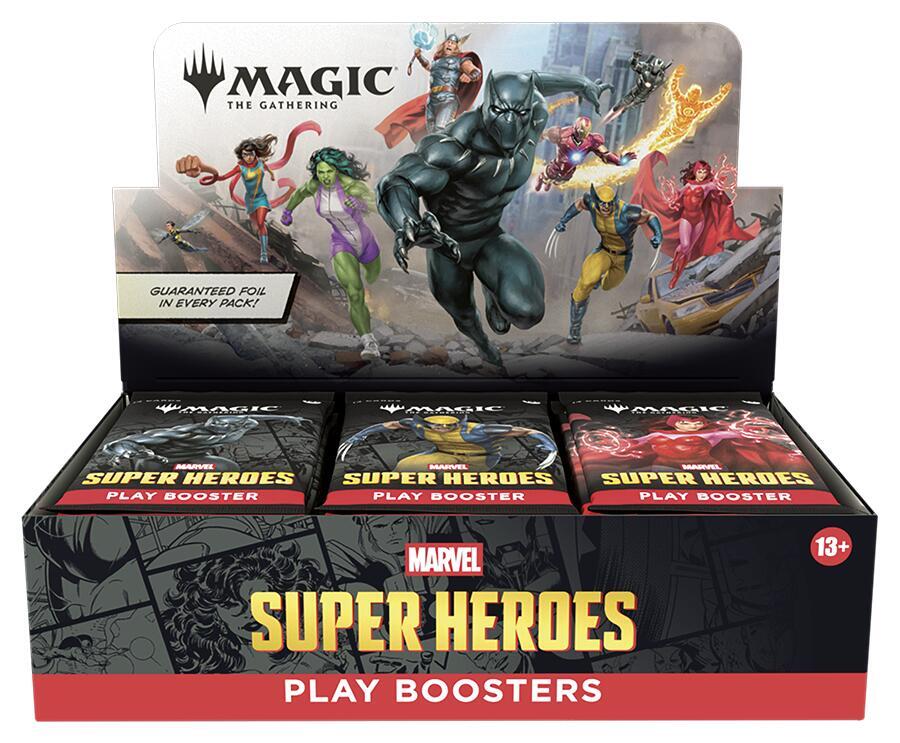Magic The Gathering Marvel Super Heroes Play Booster Display, 30 Packs of 14 Cards, English Edition