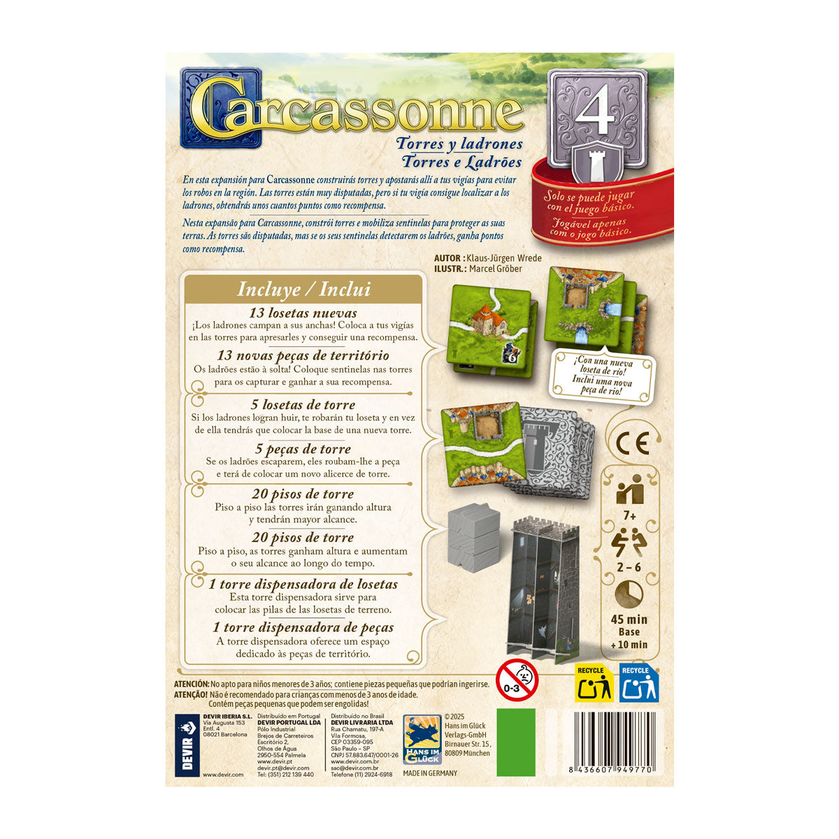 Carcassonne Expansão 4: Torres e Ladrões, Edição em Portugûes
