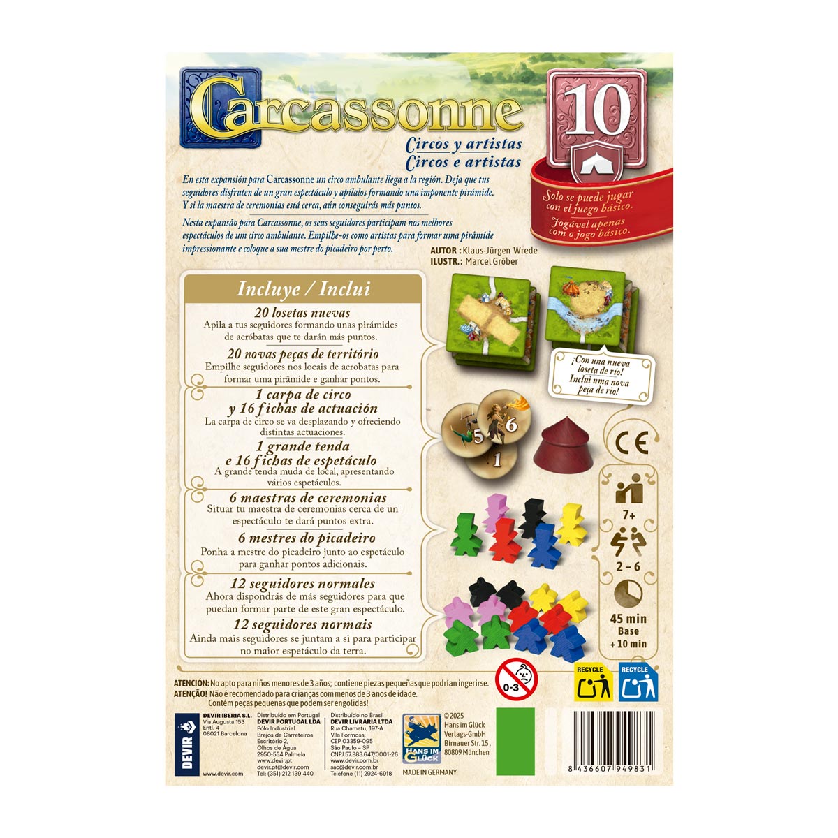 Carcassonne Expansão 10: Circos e Artistas, Edição em Português e Espanhol