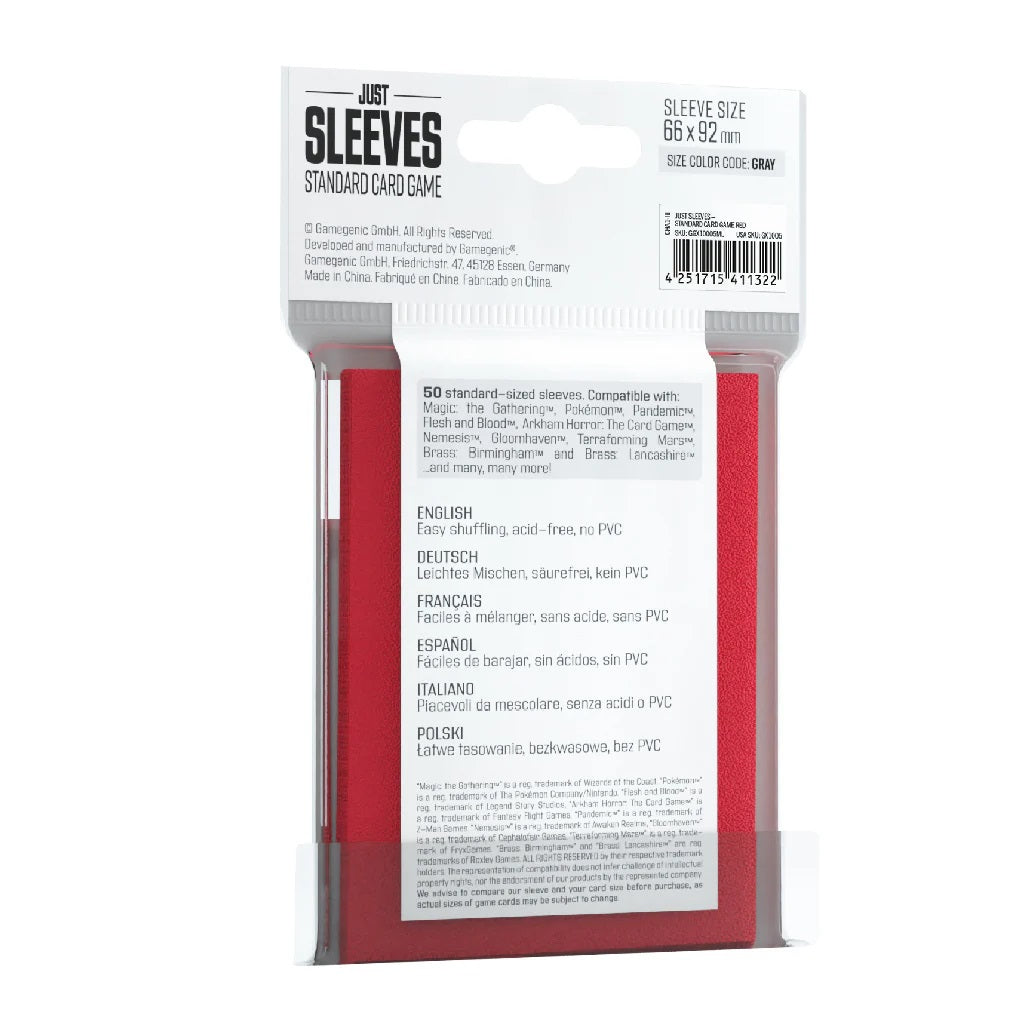 Just Sleeves, Card Sleeves, Standard Size 66x 92, Pack of 50