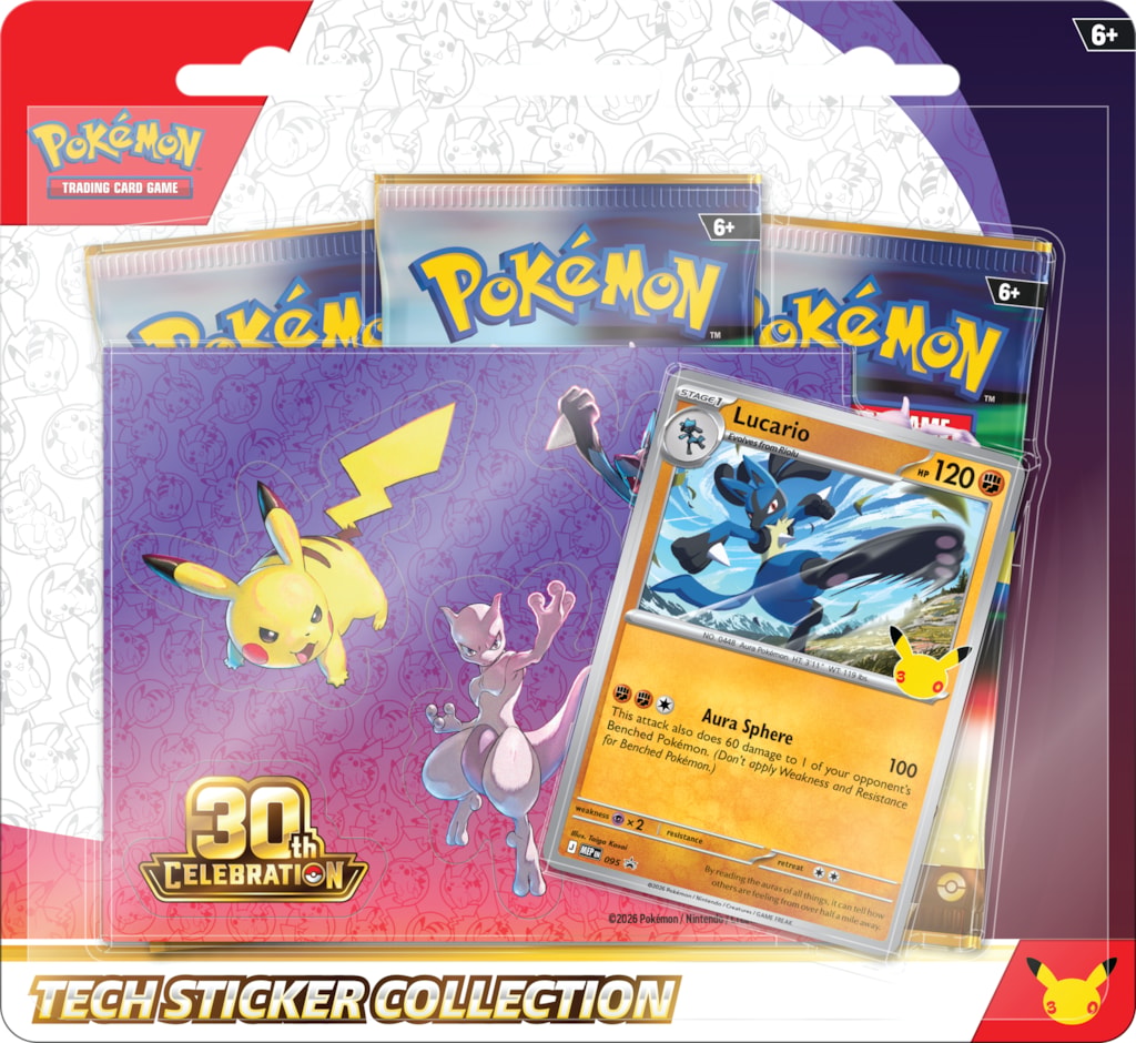 Pokemon 30th Celebration Tech Sticker Collection - Lucario, English Edition