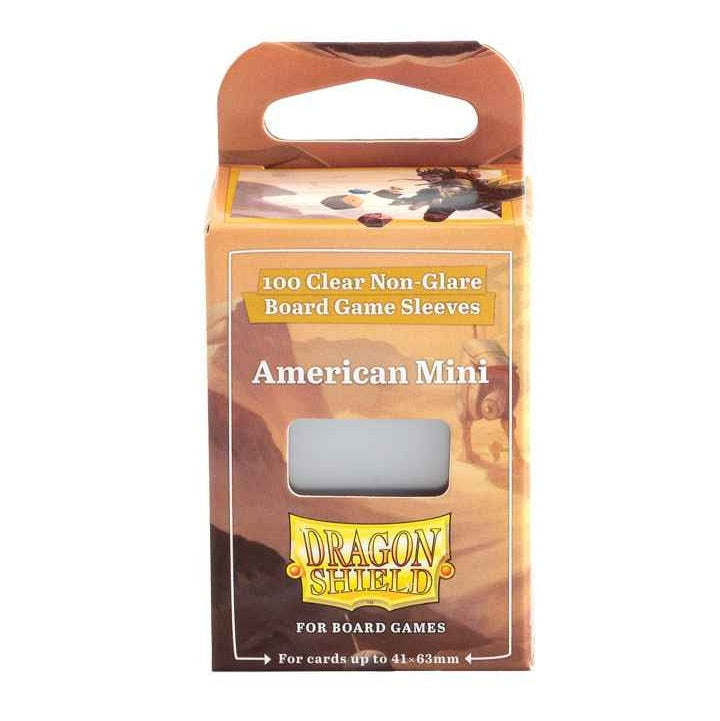 Dragon Shield Board Game Sleeves -  American Mini 41 x 63, Pack of 100, Clear, Non-Glare
