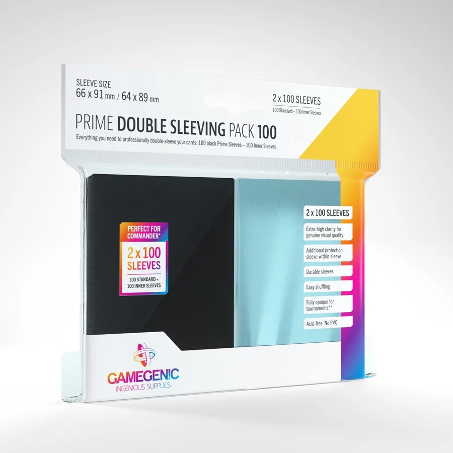 Gamegenic Prime Double Sleeving Pack for 63 x 88 Cards, 100 Outer and 100 Inner Sleeves