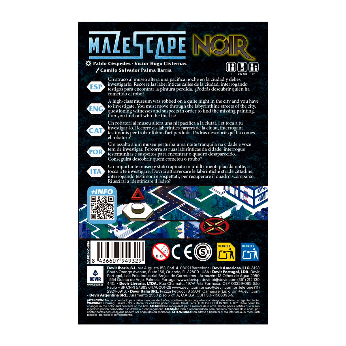 Mazescape Noir Jogo de Tabuleiro, Edição em Português