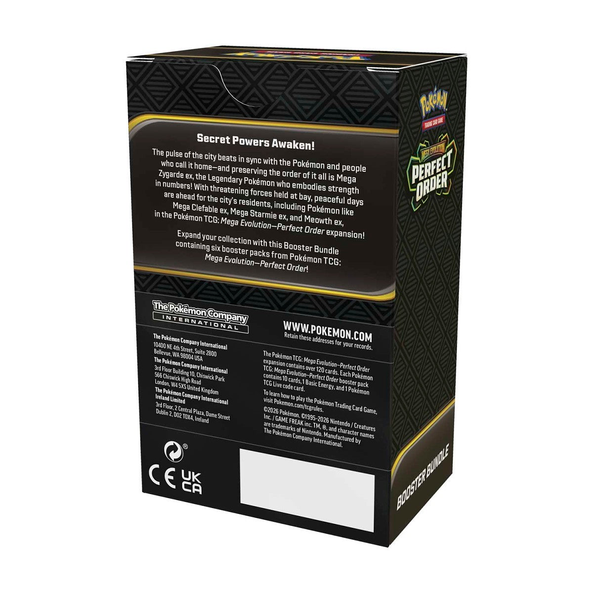 Pokemon Mega Evolution Perfect Order Booster Bundle of 6 Packs, English Edition.