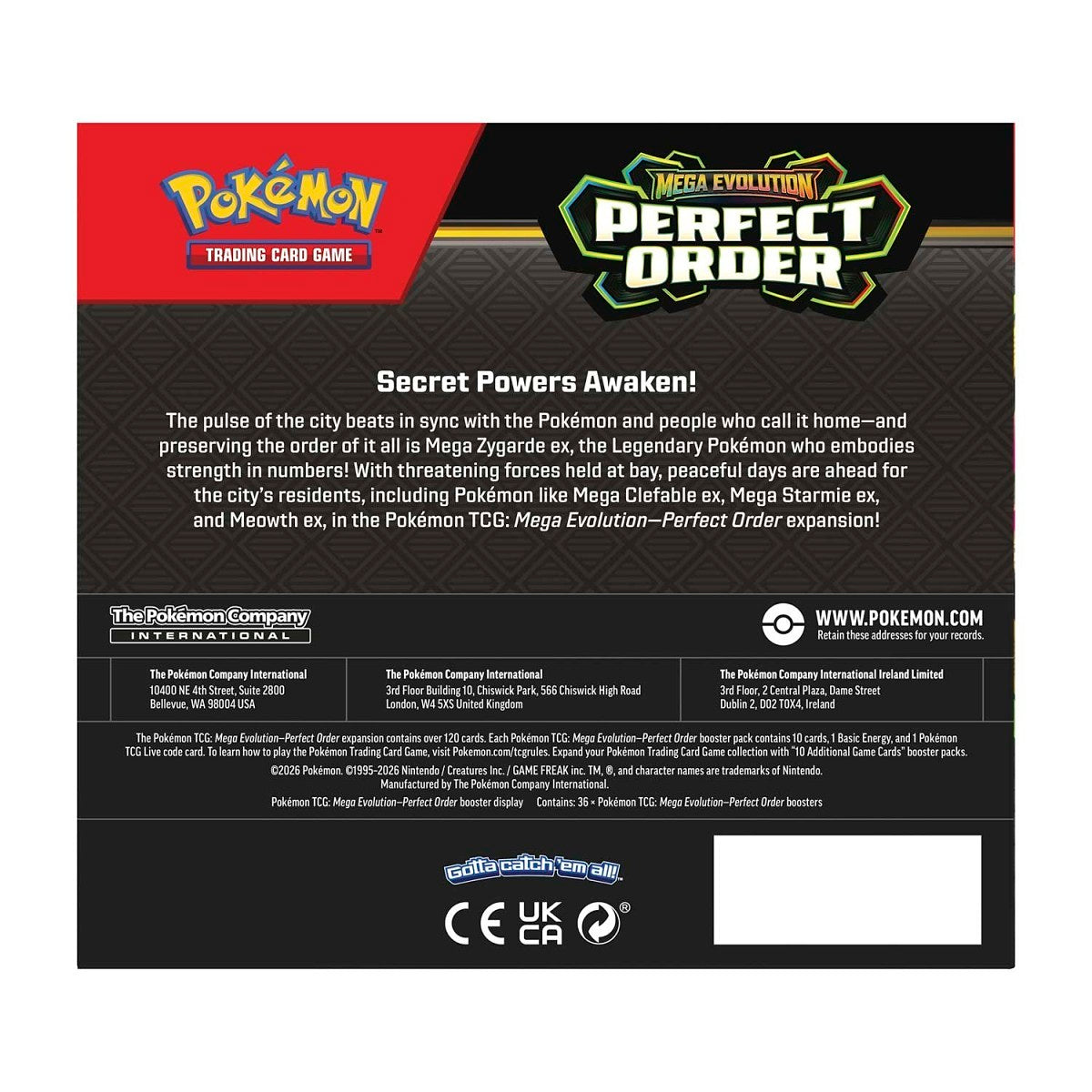 Pokemon Mega Evolution Perfect Order Booster Display, 36 Packs of 10 Cards, English Edition