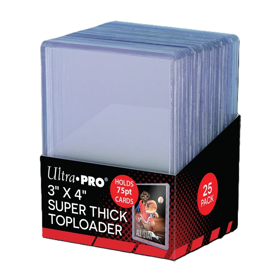 Ultra Pro 3" x 4" Super Thick Toploader Sleeves, 75PT, Clear, Pack of 25